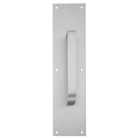 IVES Pull Plate, 8-in CTC, 1-in Flattened 1/2 Rnd, 1-1/2-in Clearance, 4-in x 16-in, Stn Stainless Steel 8305-8 US32D 4X16